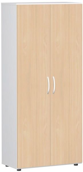 Flügeltürenschrank mit Standfüßen, 80x42x180cm, Buche Weiß