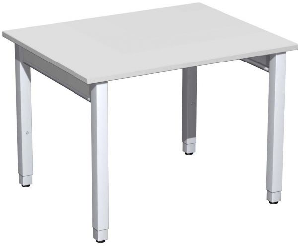 Schreibtisch höhenverstellbar, 100x80x68-86cm, Lichtgrau / Silber