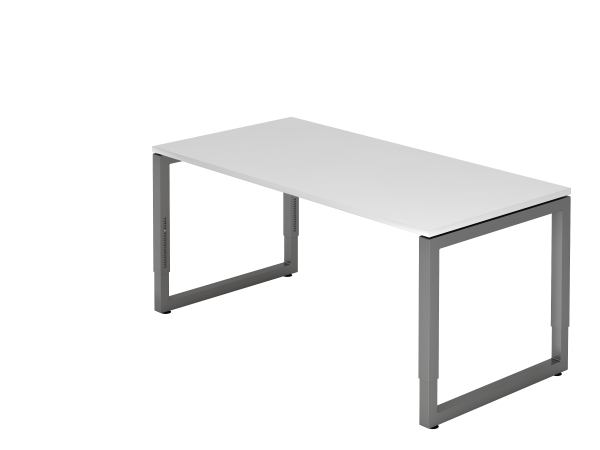 Schreibtisch O-Fuß eckig 160x80cm Weiß / Graphit