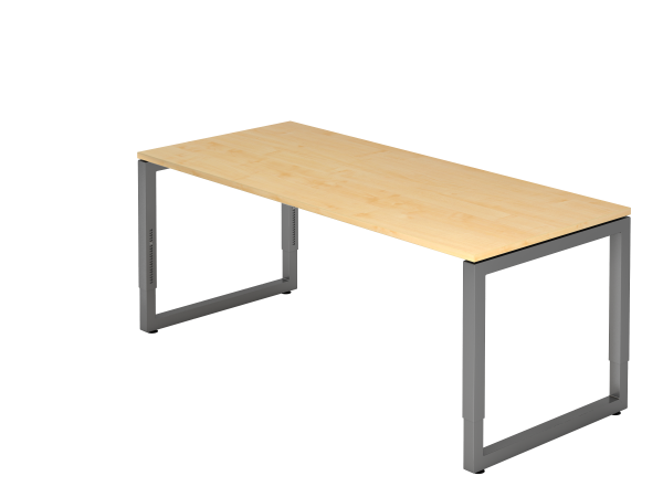 Schreibtisch O-Fuß eckig 180x80cm Ahorn / Graphit