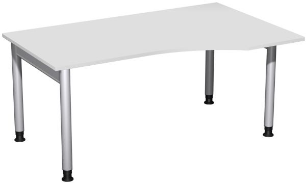 PC-Schreibtisch rechts, höhenverstellbar, 160x100cm, Lichtgrau / Silber
