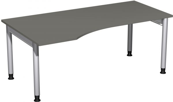 PC-Schreibtisch links, höhenverstellbar, 180x100cm, Graphit / Silber
