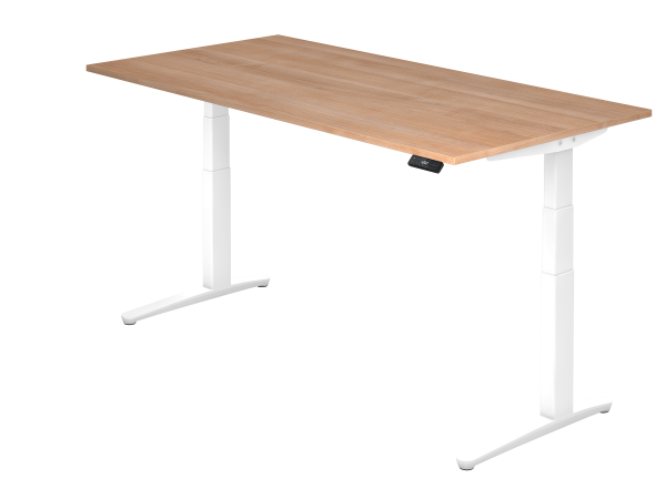 Sitz-Steh-Schreibtisch elektrisch 200x100cm Nussbaum Weiß