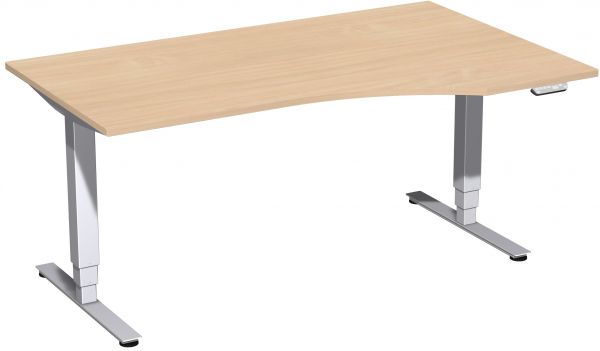 Elektro-Hubtisch rechts, höhenverstellbar, 160x100cm, Buche / Silber