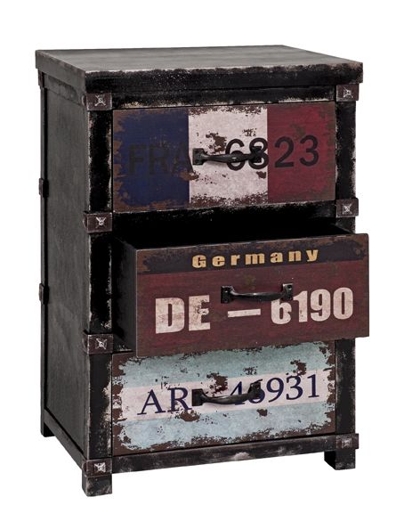 Kommode, schwarz - vintage, MDF, 40x32x61cm