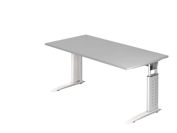 Schreibtisch US16 C-Fuß 160x80cm Grau Gestellfarbe: Weiß