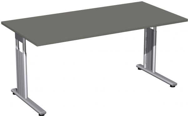 Schreibtisch, höhenverstellbar, 160x80cm, Graphit / Silber