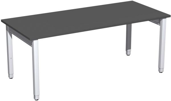 Schreibtisch höhenverstellbar, 180x80x68-86cm, Graphit / Silber