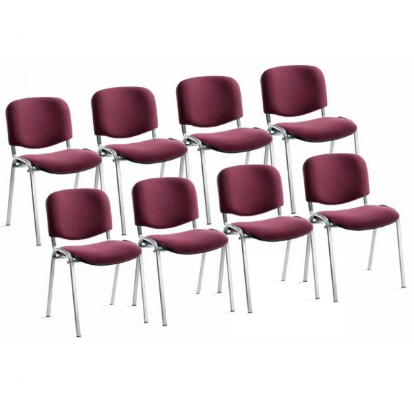 8er Set-Besucherstühle ISO Bezug Stoff Basic, bordeaux
