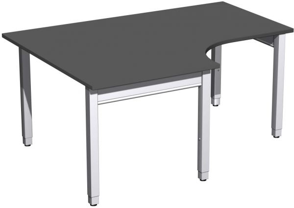 PC-Schreibtisch links höhenverstellbar, 160x120x68-86cm, Graphit / Silber