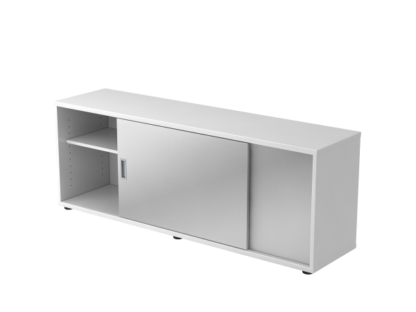 Sideboard 1,5 Ordnerhöhen beidseitig nutzbar, Weiß / Silber