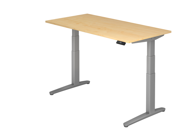Sitz-Steh-Schreibtisch elektrisch 160x80cm Ahorn Silber