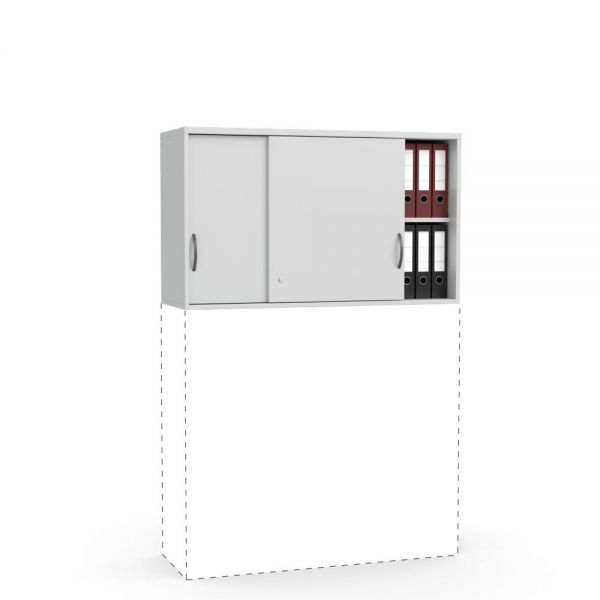 Schiebetüren-Aufsatzschrank MULTI M 120x71x42 cm, Lichtgrau