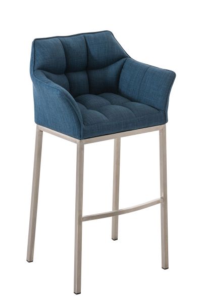 Barhocker Damaso E Stoff mit 4-Fuß Gestell, blau