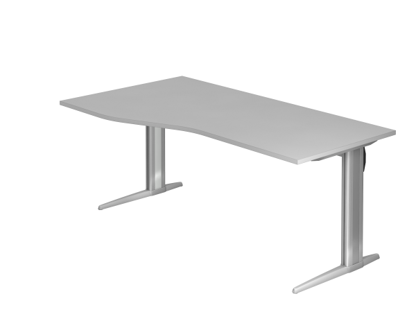 Schreibtisch XS18 C-Fuß 180x100 / 80cm Grau Gestellfarbe: Silber