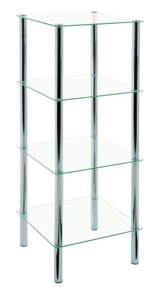 Regal, Chrom, Stahl, Glas, 39x39x107cm
