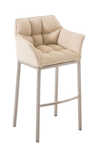 Barhocker Damaso E Stoff mit 4-Fuß Gestell, creme