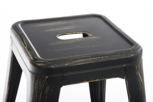 Hocker Armin antik, schwarz-gold