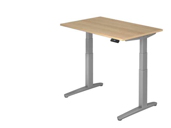 Sitz-Steh-Schreibtisch elektrisch 120x80cm Eiche Silber