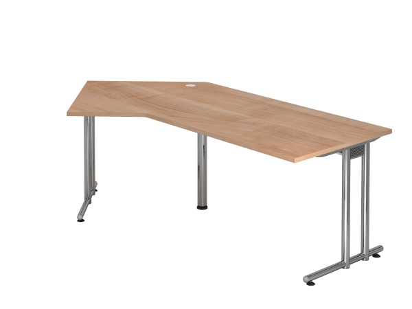 Winkeltisch NS21 C-Fuß 210x113cm 135° Nussbaum Gestellfarbe: Chrom