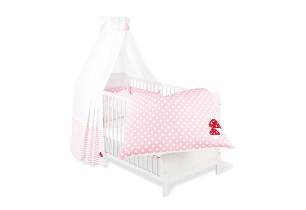 Textile Ausstattung für Kinderbetten 'Glückspilz', rosa, 4-tlg.