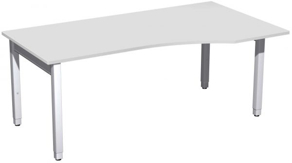PC-Schreibtisch rechts höhenverstellbar, 180x100x68-86cm, Lichtgrau / Silber