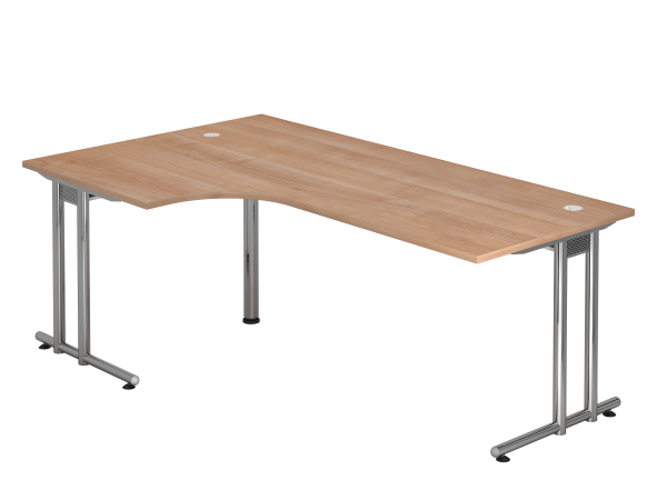 Winkeltisch NS82 C-Fuß 200x120cm 90° Nussbaum Gestellfarbe: Chrom