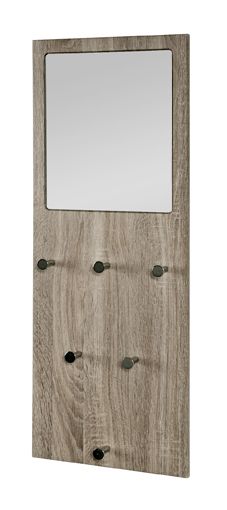 Wandgarderobe, Eiche trüffel - Chrom Nickel, MDF, Stahl, 80x6x30cm