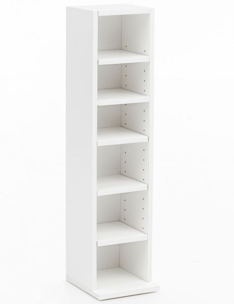 Design Bücherregal WL5.336 21x91x20cm mit 6 Fächern Weiß | Standregal Holz Regal
