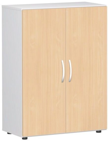 Flügeltürenschrank mit Standfüßen, 80x42x110cm, Buche Weiß