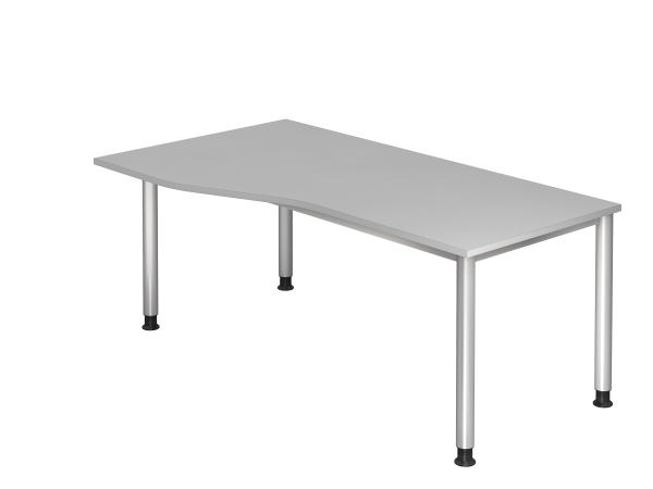 Schreibtisch HS18 4-Fuß rund 180x100 / 80cm Grau Gestellfarbe: Silber