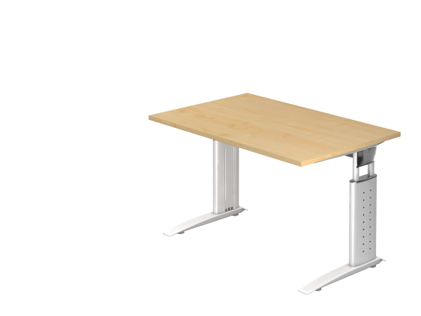 Schreibtisch US12 C-Fuß 120x80cm Ahorn Gestellfarbe: Weiß