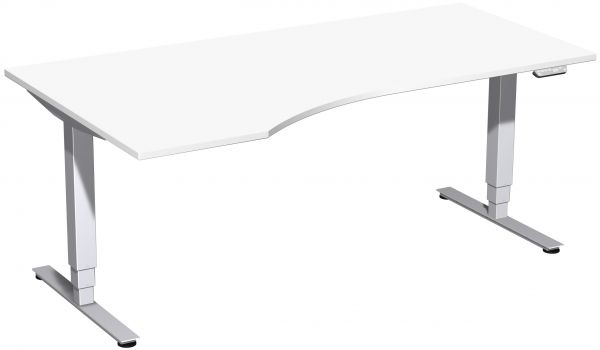 Elektro-Hubtisch links, höhenverstellbar, 180x100cm, Weiß / Silber