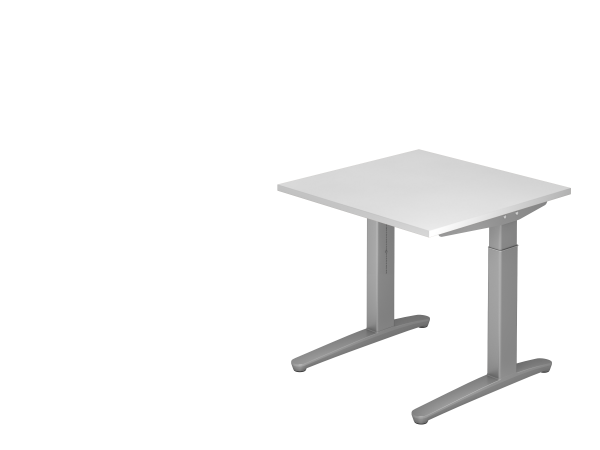 Schreibtisch C-Fuß 80x80cm Weiß Silber