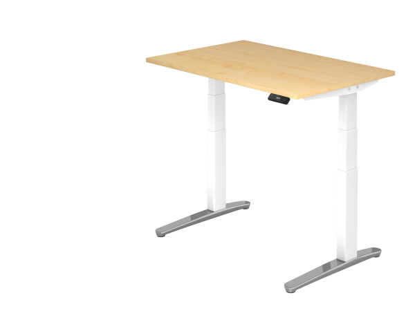 Sitz-Steh-Schreibtisch elektrisch 120x80cm Ahorn Weiß