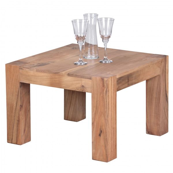 Couchtisch, Beistelltisch, Massiv-Holz, Akazie, Braun, 60 cm breit