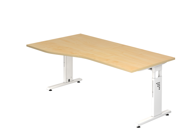 Schreibtisch OS18 C-Fuß 180x100 / 80cm Ahorn Gestellfarbe: Weiß