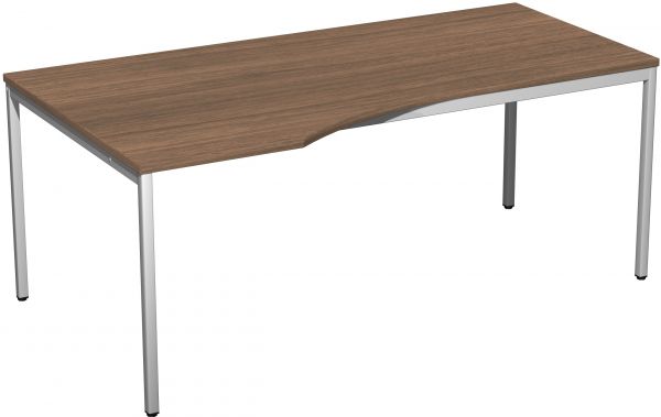 PC-Schreibtisch links, 180x100cm, Nussbaum / Lichtgrau