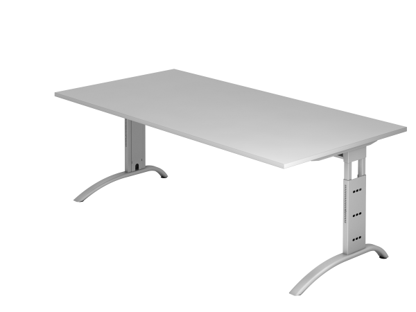 Schreibtisch FS2E C-Fuß 200x100cm Grau Gestellfarbe: Silber