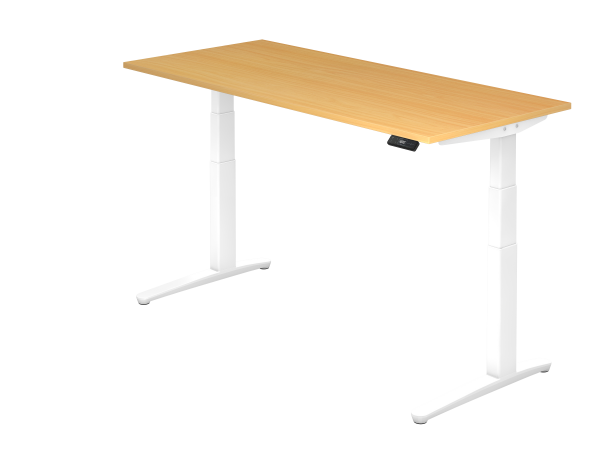 Sitz-Steh-Schreibtisch elektrisch 180x80cm Buche Weiß