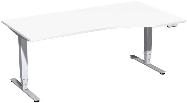 Elektro-Hubtisch rechts, höhenverstellbar, 180x100cm, Weiß / Silber