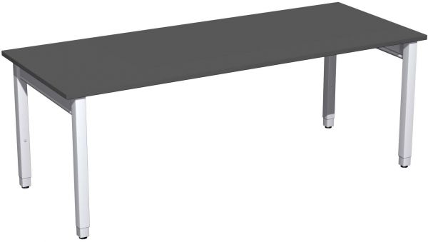 Schreibtisch höhenverstellbar, 200x80x68-86cm, Graphit / Silber