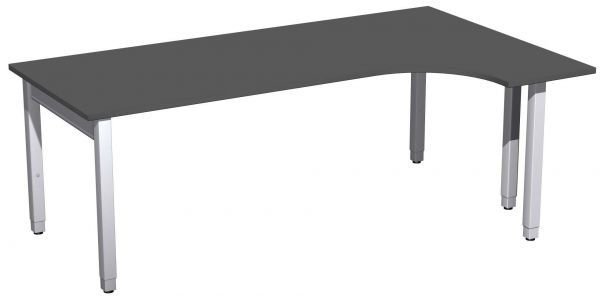 PC-Schreibtisch rechts höhenverstellbar, 200x120x68-86cm, Graphit / Silber
