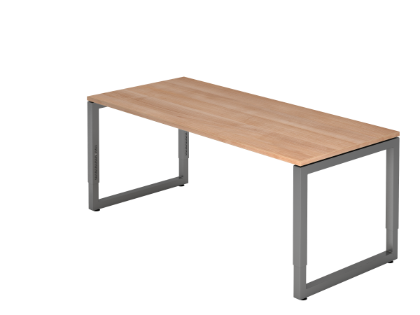 Schreibtisch O-Fuß eckig 180x80cm Nussbaum / Graphit