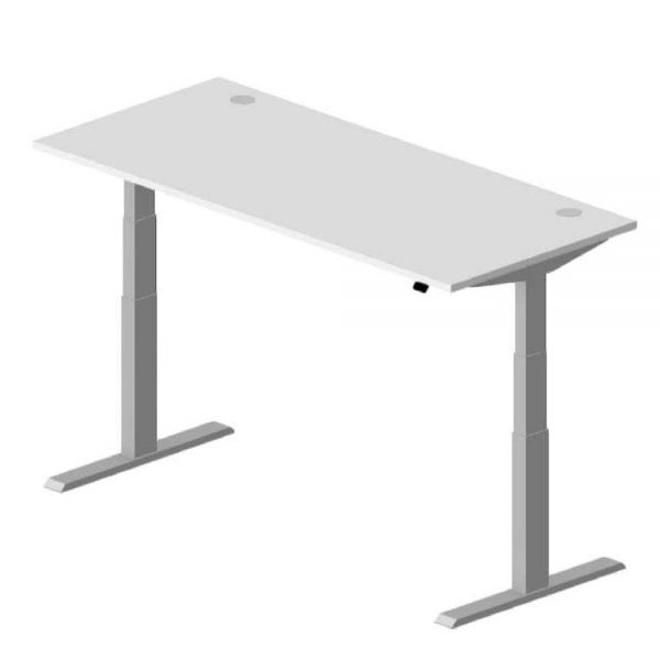 Sitz-/Stehtisch Comfort PROFI MODUL 180x80x64-130 cm,Weiss/Silber
