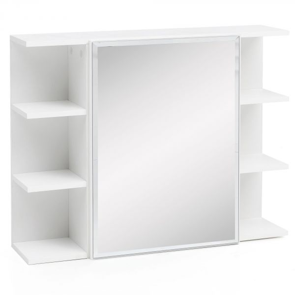 Hängeschrank Spanplatte Spiegelschrank Modern, Weiß , 80x64,5x20cm