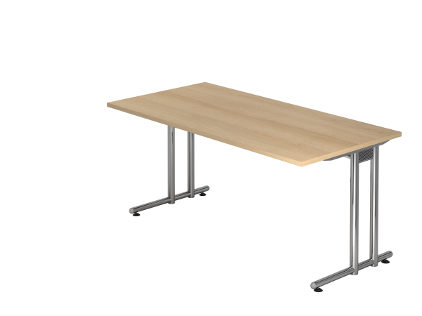 Schreibtisch NS16 C-Fuß 160x80cm Eiche Gestellfarbe: Chrom