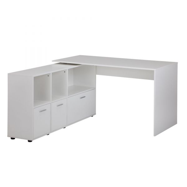 Schreibtischkombination 136 x 75,5 x 155,5 cm Weiß | Schreibtisch mit Sideboard | Winkelschreibtisch