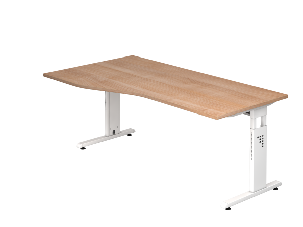 Schreibtisch OS18 C-Fuß 180x100 / 80cm Nussbaum Gestellfarbe: Weiß