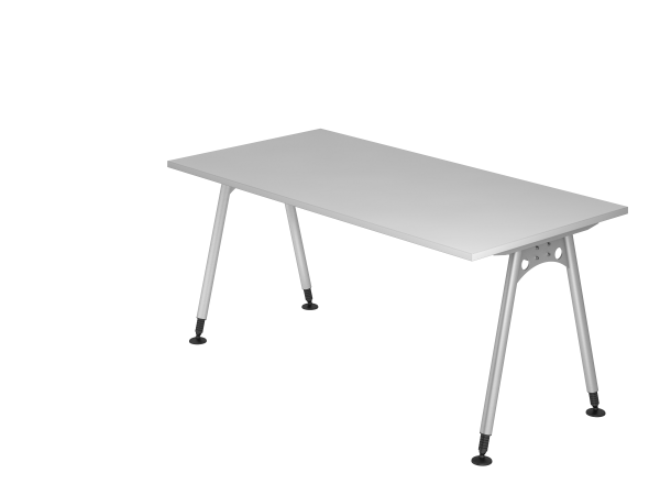 Schreibtisch AS16 A-Fuß 160x80cm Grau Gestellfarbe: SIlber